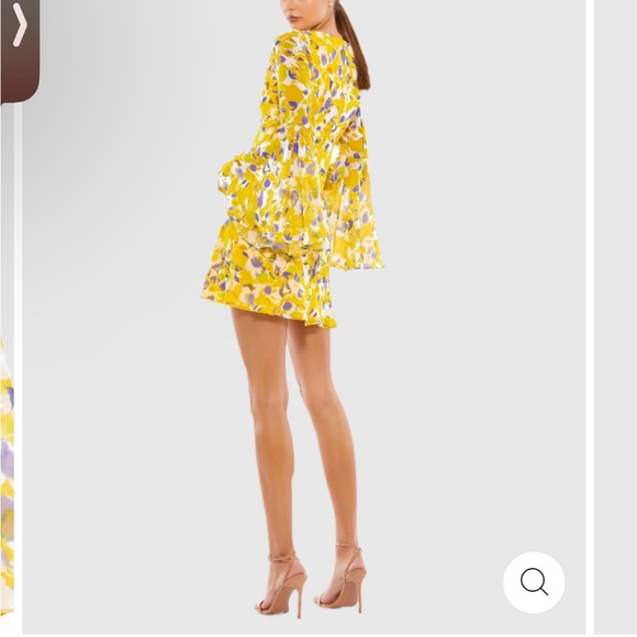 Mac Duggal Floral Bell sleeve Mini Dress size 12 style 70207 - Picture 2 of 3